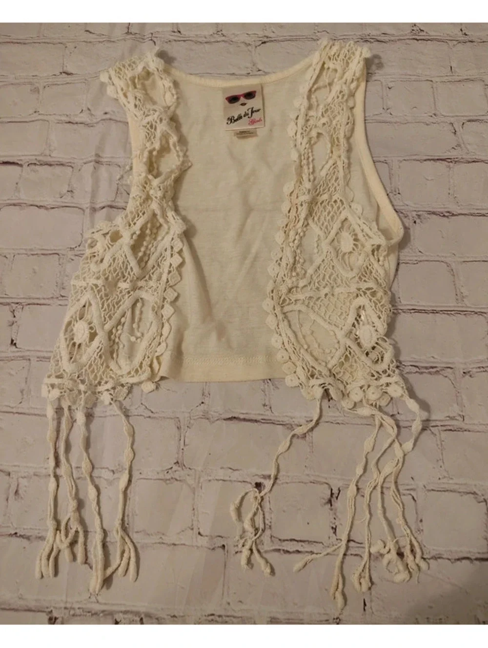Belle Du Jour Cream Crochet Boho Top | Girls Size Small
